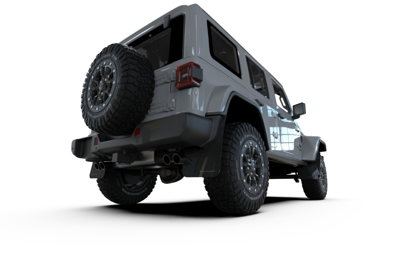 Jeep Wrangler Rubicon Mud Flap Kit - Rally Armor - UR Black Flap/Metallic Black Logo - Black - `18-`27